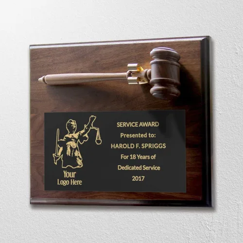 Vista 3 de Placa personalizada de martillo para abogados, abogados, fiscales, jueces, policías y más