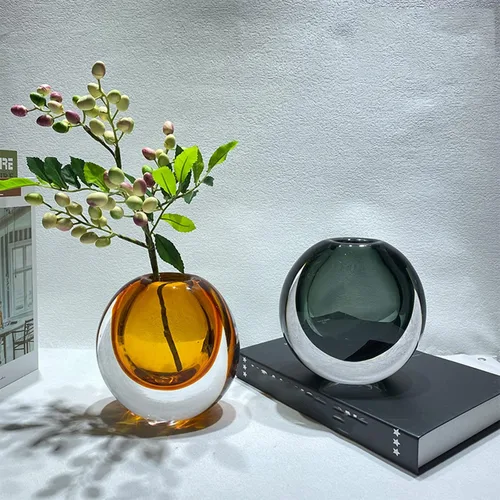 Vista 4 de Jarrón de vidrio ámbar para centros de mesa, ramos de decoración del hogar, boda, despedida de soltera, jarrón transparente para decoración