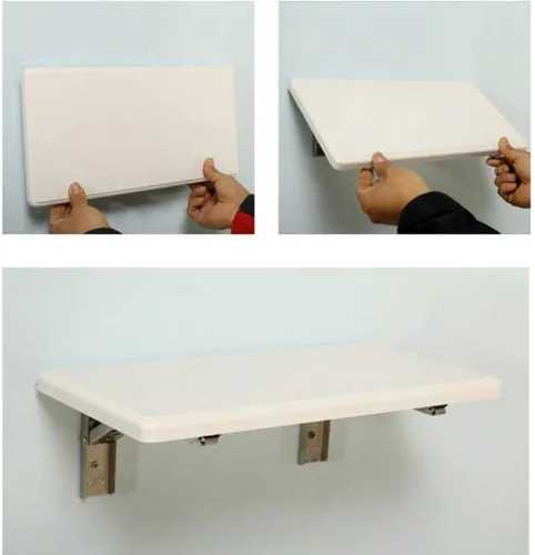 Vista 5 de Mesa plegable de pared, escritorio de aprendizaje para computadora, escritorio de estudio, mesa auxiliar de doble soporte, escritorio de caballete