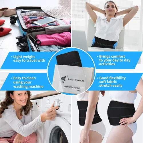 Vista 4 de S Faja abdominal poscirugía – Banda elástica para la cintura para apoyo estomacal y compresión, bariátrica, abdominoplastia Faja abdominal
