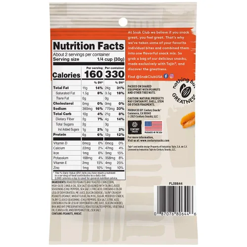 Vista 2 de Snak Club Tajin Fiesta Snack Mix, bolsas de 2.25 onzas (paquete de 12)