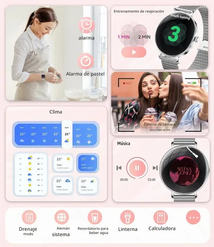 Vista 7 de LIGE Reloj inteligente de moda para mujer, pantalla AMOLED de 1.43 pulgadas, reloj inteligente para responder/hacer llamadas para iOS Android, más