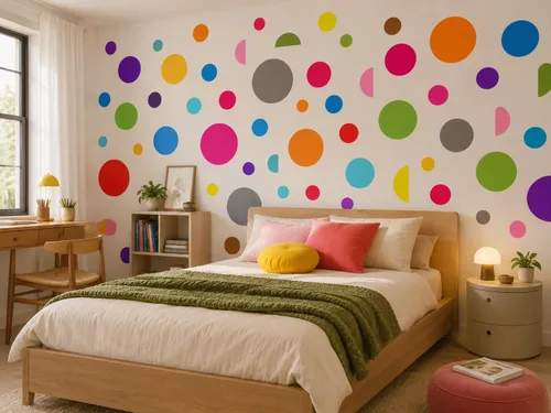 Vista 3 de 252 calcomanías de pared de lunares circulares para dormitorio de niños, sala de estar, aula, sala de juegos, vinilo extraíble, calcomanías de pared