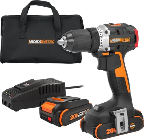 Vista 13 de Worx Nitro - Taladro percutor inalámbrico de 20V de 1/2" con motor sin escobillas, compacto y ligero de solo 6" y 3 libras, compatible con Power