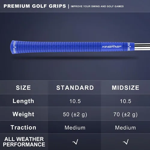 Vista 6 de Golf Grips, Standard/MidSize/Oversize 5 Colors for Choice, Rubber Golf Club Grips Golf Grips Kit