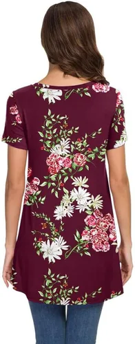 Vista 2 de AWULIFFAN Remera de verano tipo túnica sin mangas con cuello en V para mujer