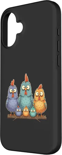 Vista 2 de Chicken: My Cluck Crew, Three Big Hens + Four Tiny Chicks Case for iPhone 16