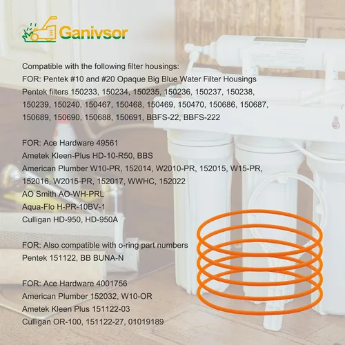 Vista 6 de Ganivsor 151122 Junta tórica (paquete de 5) OR-100 para carcasas azules grandes de agua Pentair (color naranja) – Filtro de agua O-Ring Tamaño OEM