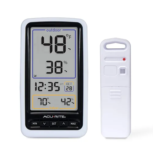 Vista 9 de AcuRite Termómetro digital con temperatura interior, exterior y altos y mínimos diarios (00424CA), color blanco
