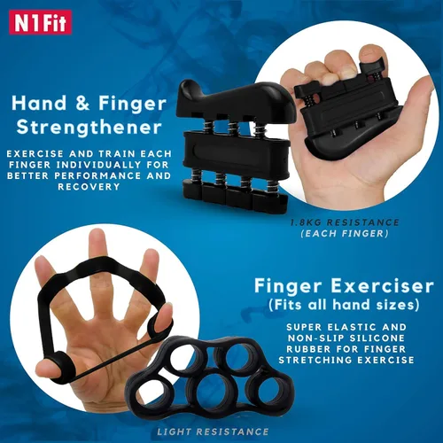 Vista 3 de N1Fit Kit de entrenamiento de fuerza de agarre, paquete de 5 fortalecedores de agarre para el antebrazo y muñeca, agarre de mano de resistencia