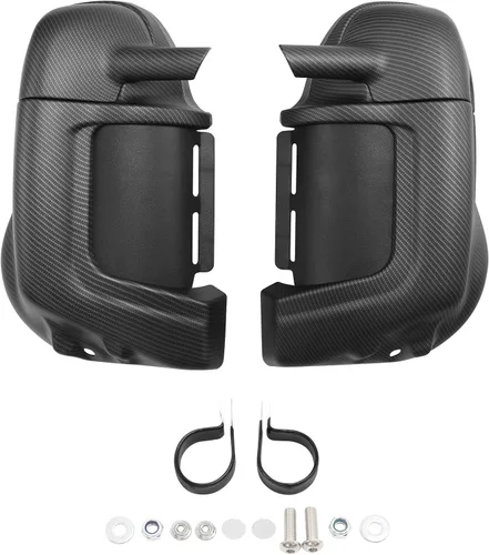 Vista 27 de Carenados para motocicletas para Harley, SLMOTO Carenado inferior ventilado negro vívido para piernas con altavoces de 6.5" y rejillas para Harley