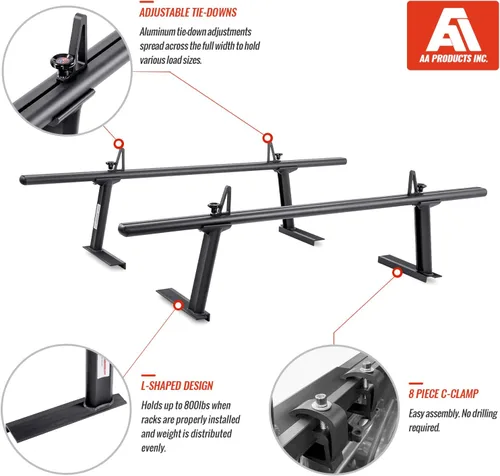 Vista 4 de Modelo APX2502-BLK - Escalera de aluminio para camioneta de perfil bajo con topes de carga