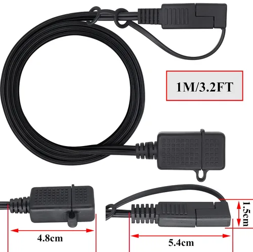 Vista 2 de Cable SAE a USB de 18 AWG, SAE a 2.1 A, adaptador de conector de enchufe de alimentación de puerto USB impermeable con cubierta a prueba de polvo