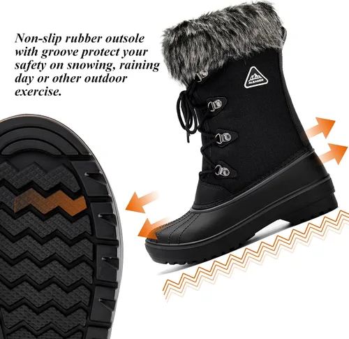 Vista 5 de ALEADER - Botas de nieve de invierno con forro de piel sintética para mujer