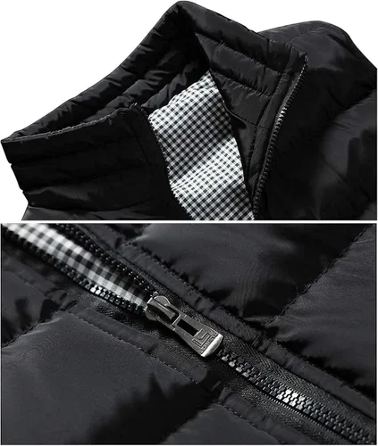 Vista 3 de Feiairuike Abrigos de chaleco acolchados para exteriores con cuello alto para hombre