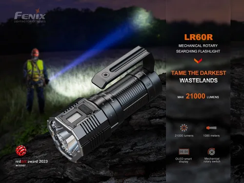 Vista 4 de fenix LR60R, linterna LED recargable de largo alcance ultra brillante 21,000 lúmenes 3,559.7 ft 113 horas máximo carga rápida de 45 W