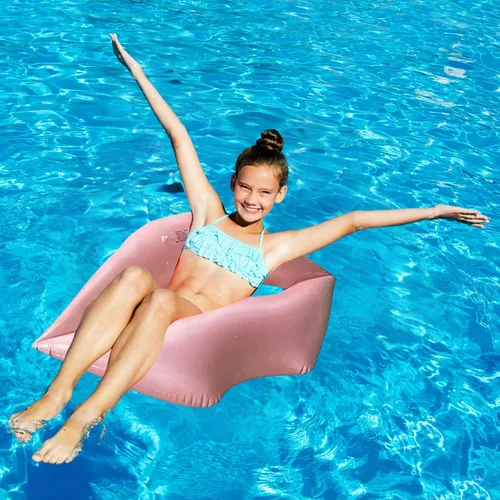 Vista 7 de Flotador gigante para piscina de labios de natación – 43.3 x 31.5 pulgadas, flotador gigante de labios rosados, tumbona de agua para adultos, gran