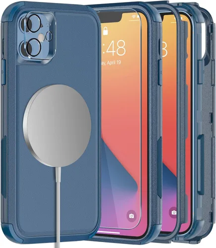 Vista 10 de Diverbox Funda para iPhone 11 [A prueba de golpes] [A prueba de caídas] [Protector de pantalla de vidrio templado], Funda de teléfono de Protección