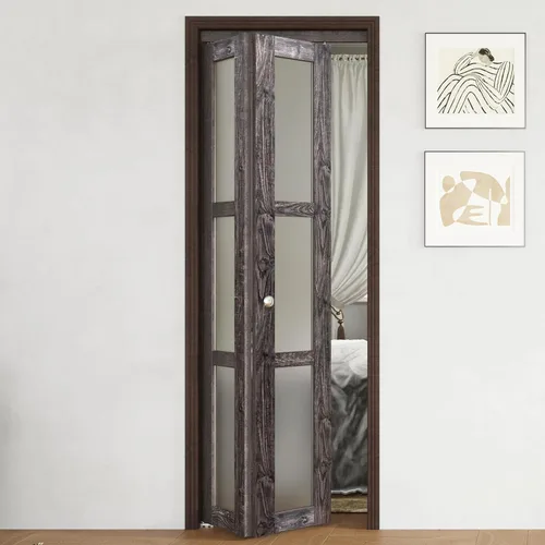 Vista 16 de BARNER HOME Puerta plegable, puerta de armario de cristal transparente de 3 lites, para apertura de 48 x 80 pulgadas, puertas plegables con kits