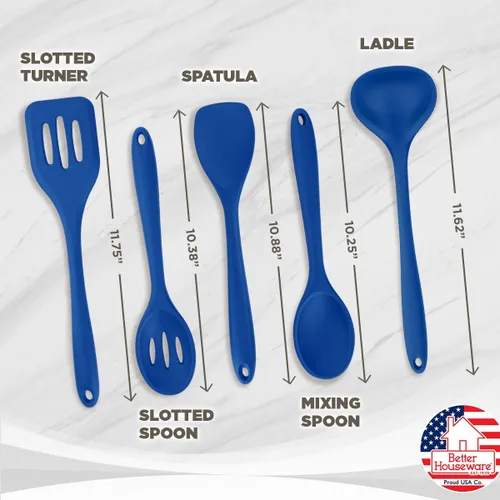 Vista 3 de Better Houseware Juego de utensilios de cocina de silicona, 5 piezas, color azul