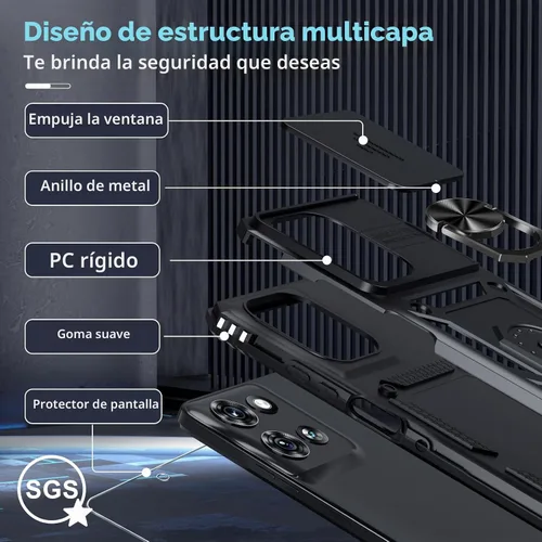 Vista 4 de Funda para Moto G Power 5G 2026/2025 Funda integrada para cámara deslizante negra