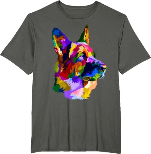 Vista 5 de Camiseta con retrato de pastor alemán para dueños de perros, Negro, S