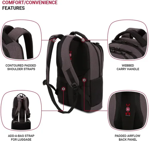 Vista 2 de SwissGear 5668 Mochila para portátil, gris oscuro jaspeado, 18.25 pulgadas
