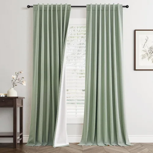 Vista 11 de Jowels - Cortinas opacas con pestaña trasera color beige cálido de 84 pulgadas de largo, 2 paneles para sala de estar y dormitorio, color beige