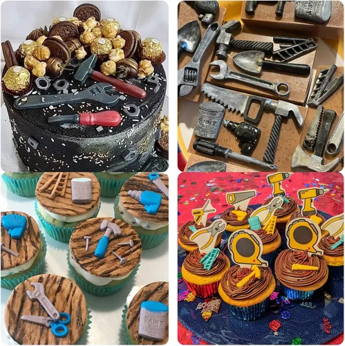 Vista 7 de Herramientas de mano moldes para fondant de chocolate, moldes de silicona, mini alicates, herramientas de construcción, moldes de decoración