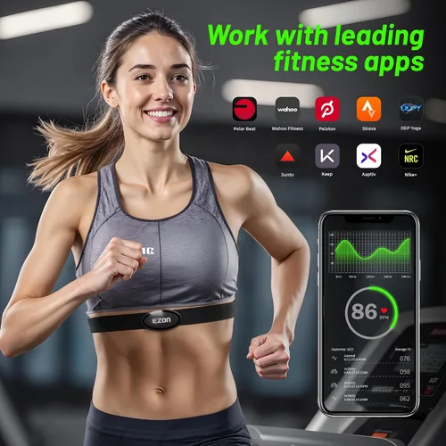 Vista 4 de EZON Heart Rate Monitor Chest Strap, Bluetooth 5.1 & ANT+ Sensor, 3ATM Waterproof, Compatible with Garmin, Wahoo, Polar, Strava for Running