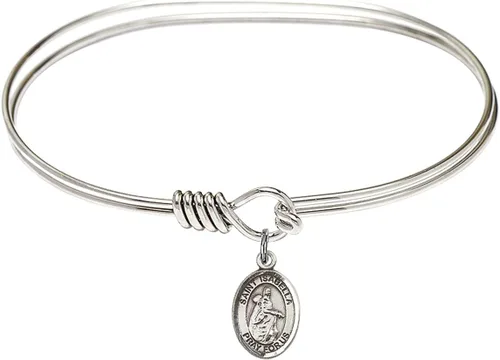 Vista 6 de Pulsera ovalada con gancho de ojo con Santa Isabel de Portugal en plata de ley