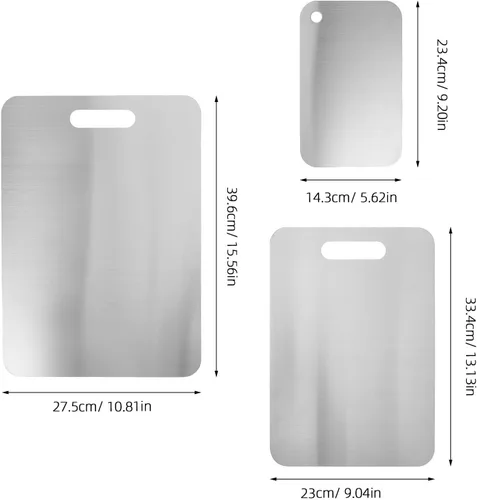 Vista 2 de 3pcs Stainless Steel Cutting Board, Double Sided Thickened Kitchen Board