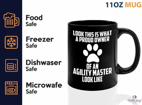 Vista 3 de Taza de café de entrenamiento para perros, 11 onzas, color negro, agility m*ster looks - Entrenador de perros, dueño de mascotas, caminante