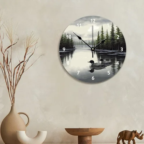 Vista 5 de Loon - Reloj de pared rústico de madera de estilo chic de 10 pulgadas, silencioso, sin tictac, funciona con pilas, para sala de estar, dormitorio