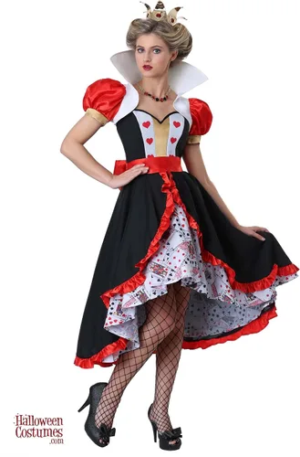 Vista 2 de Disfraz coqueta de reina de corazones, vestido de reina de corazones para mujer, Multi