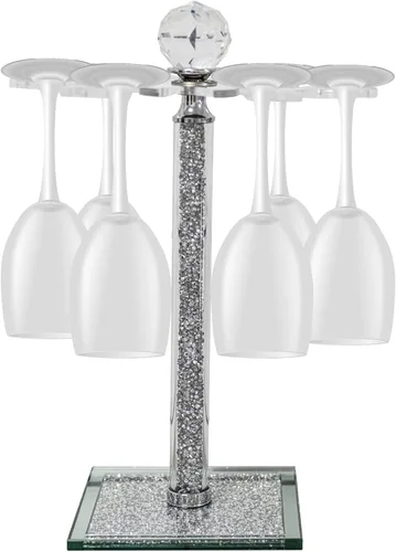 Vista 7 de Soporte para copa de vino de cristal, 14 "H Gold Wine Cup Holder Dorado