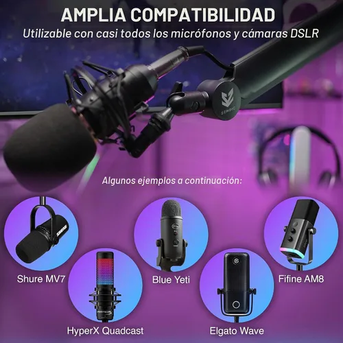 Vista 3 de Sensic SA-30 Brazo de Micrófono Boom, Soporte de Micrófono Giratoria de 360° con elevador de 15 cm, Soporte de Micrófono con Adaptadores de 1/4
