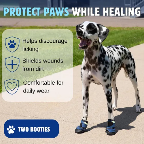 Vista 4 de Healers Botas y vendajes médicos para perros, XS 2 botines, gasa antiadherente incluida, tejido transpirable, suela antideslizante, correa
