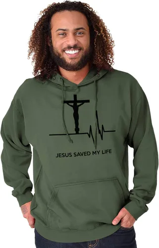 Vista 4 de Christian Strong Jesús salvó mi vida crucifijo sudadera con capucha mujeres hombres