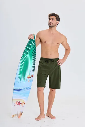 Vista 4 de STICKON Traje de baño para hombre, de secado rápido, con bolsillos con cremallera