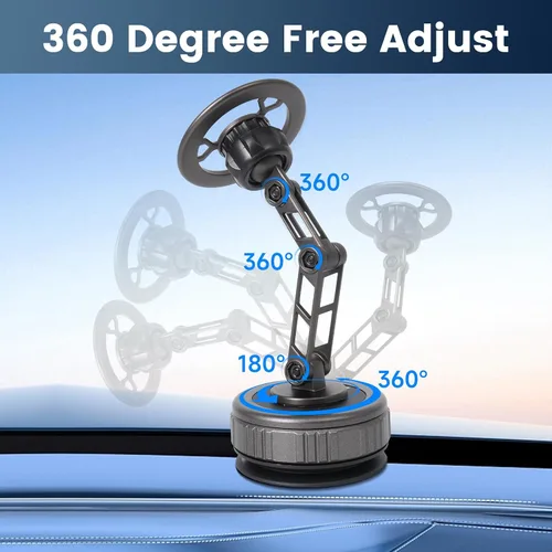 Vista 5 de Soporte magnético de teléfono para automóvil 360 con succión de vacío ajustable para iPhone 17 Pro Max 16 15 14 13 12 Air Plus