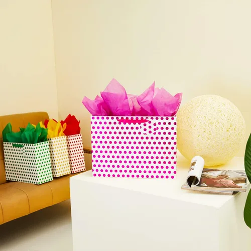 Vista 4 de Bobobag Paquete de 4 bolsas de regalo extragrandes de 16.5 pulgadas con papel de seda para el día de la madre, regalos de cumpleaños