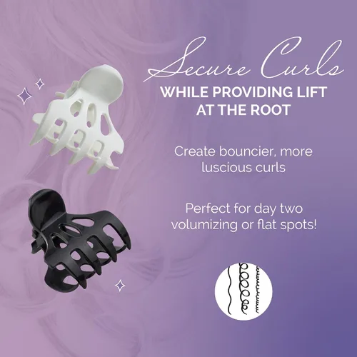 Vista 2 de Curl Keeper Pinzas de pelo para cabello grueso y fino, pinzas de garra con dientes anchos (paquete de 12) - Pinzas grandes para mujeres - Soporte