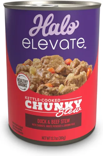 Vista 9 de Halo Elevate - Comida húmeda para perros, hervidor de hervidor de pollo y salmón grueso cocido, comida enlatada de granos saludables para perros