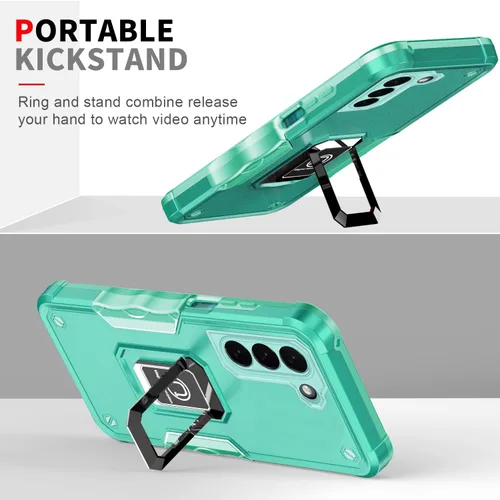 Vista 2 de Funda compatible con Samsung Galaxy S23 Plus 5G, paquete de 2 protectores de pantalla HD, [grado militar], funda protectora híbrida resistente a