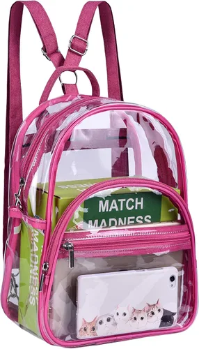 Vista 12 de Mochila pequeña aprobada por el estadio, mini mochila transparente para niñas, Negro, S, Mochilas Daypack