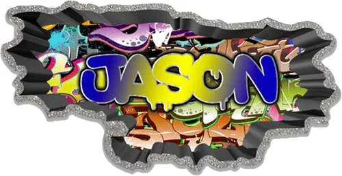 Vista 16 de Calcomanía de pared de graffiti con borde de hormigón profundo, calcomanía de vinilo personalizada (MYS107-S)