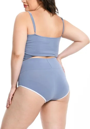 Vista 4 de Comfneat Paquete de 4 calzoncillos de cintura alta para mujer, ropa interior elástica de algodón y elastano