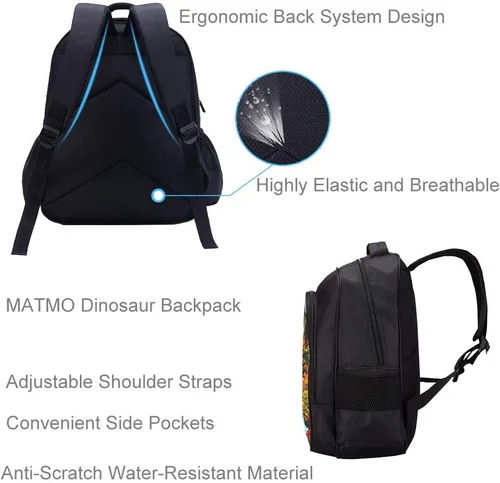 Vista 5 de MATMO Mochila de fútbol para niños, mochila con estampado de fútbol, mochila escolar con patrón de fútbol, Mochila 23-4, dibujos animados