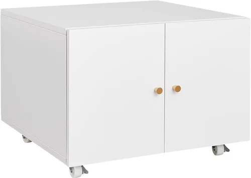 Vista 2 de AMNOOL Organizador de muebles de oficina, organizador de gabinete de acero de 2 puertas, base rodante móvil, soporte de escritorio para impresora